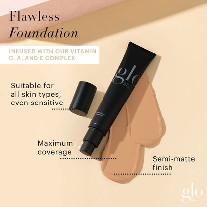 Glo Skin Beauty Satin Cream Foundation Makeup for Face, Beige Medium - Full Coverage, Semi Matte Finish, Conceal Blemishes & Even Skin Tone - Maple Wellness Supplements