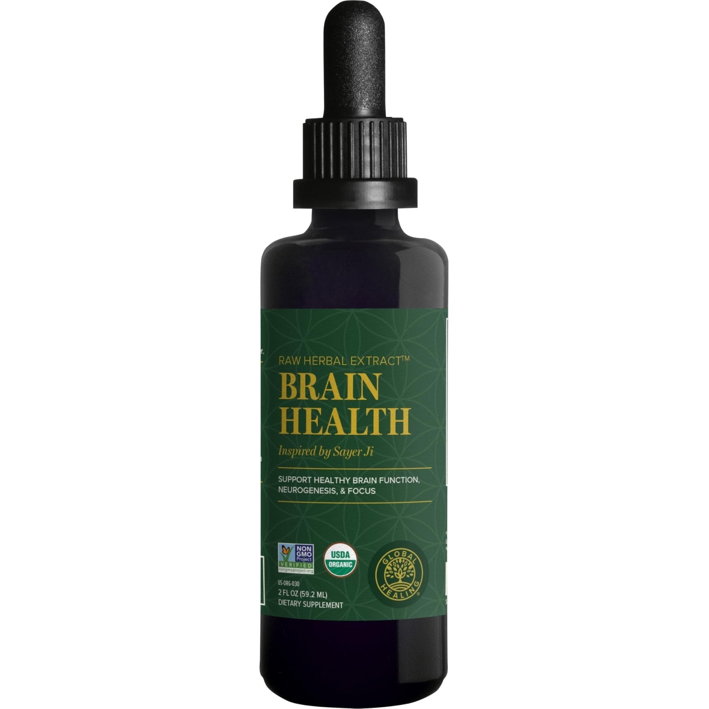 Global Healing Center Brain Health - USDA Organic Brain Supplements for Memory & Focus - Nootropics Supplement to Combat Mental Fog, Advanced Focus Factor for Adults Extra Strength - 2 Fl Oz - Maple Wellness Supplements