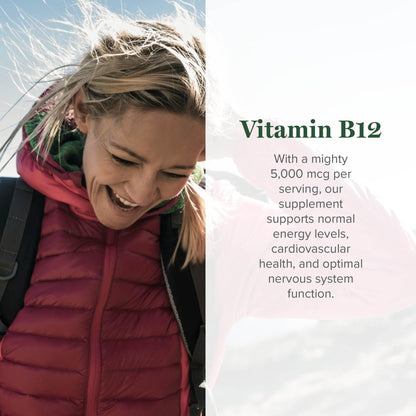 Global Healing Center - Vitamin B12 Sublingual 5000 MCG Organic Liquid Supplement, Methylcobalamin, Adenosylcobalamin, Hydroxo Long-Lasting Energy - Maple Wellness Supplements