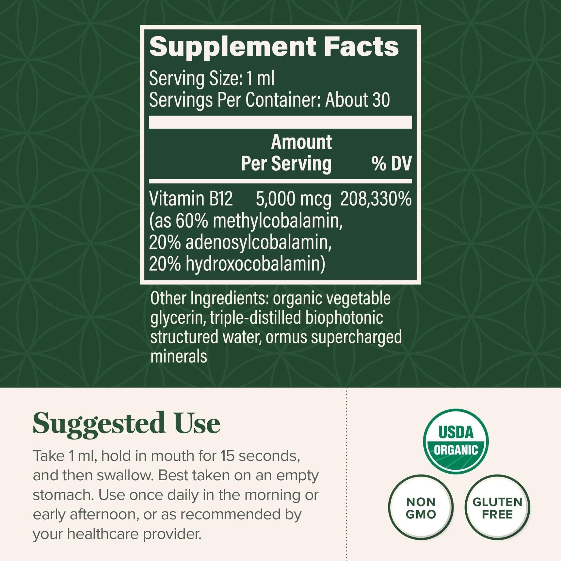 Global Healing Center - Vitamin B12 Sublingual 5000 MCG Organic Liquid Supplement, Methylcobalamin, Adenosylcobalamin, Hydroxo Long-Lasting Energy - Maple Wellness Supplements