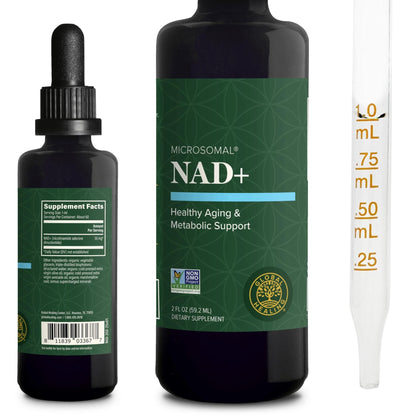 Global Healing Premium NAD+ Liquid Supplement - Sublingual NAD Drops - Liposomal NAD Plus Serum for Cellular Renewal - Nicotinamide Riboside Formula for Men & Women (2 Oz) - Maple Wellness Supplements