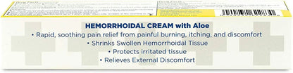 Globe Hemorrhoidal Cream, Phenylephrine HCl, Pramoxine with Aloe, Relief from Burning, Itching and Discomfort of Hemorrhoids, 1.8 Ounces - Maple Wellness Supplements