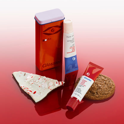 Glossier Balm Dotcom Hydrating Lip Balm Duo - Peppermint Bark & Ginger Snap - Lanolin, Beeswax & Castor Oil for Dry Lips - Nourishing Lip Care Gift Set, 2 x 15ml - Maple Wellness Supplements