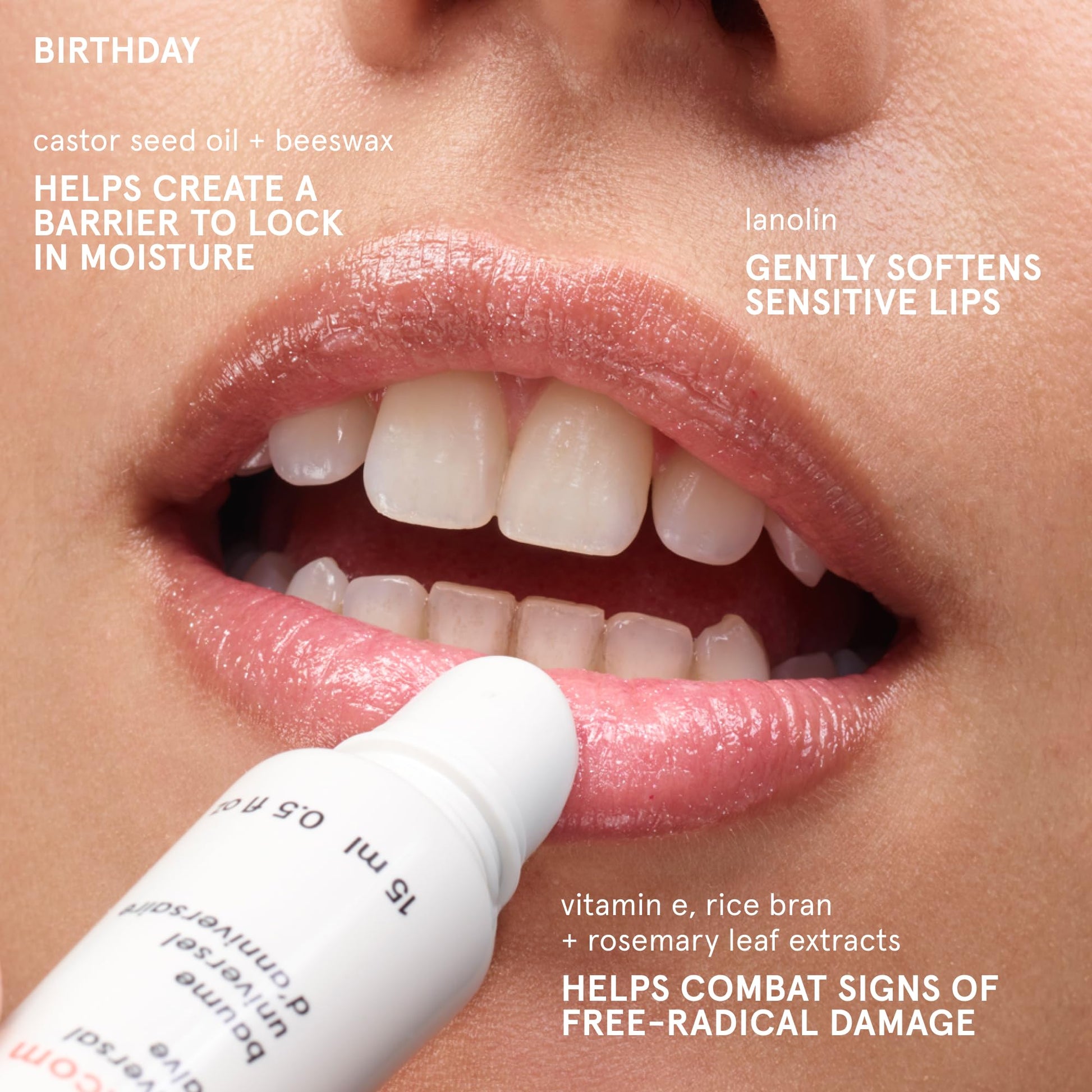 Glossier Balm Dotcom Hydrating Lip Balm - Universal Salve, Up to 12Hr Moisture - Lanolin, Beeswax & Castor Oil for Dry Lips, Cuticles & Skin - Birthday, Clear Soft Shimmer, 15ml - Maple Wellness Supplements