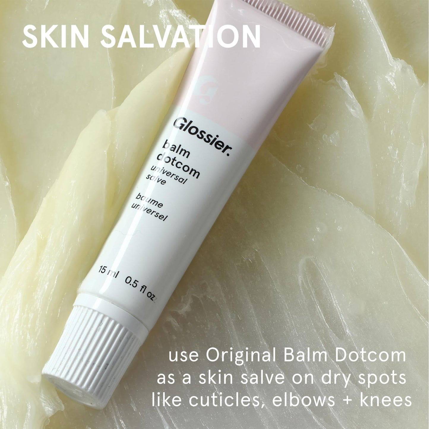 Glossier Balm Dotcom Hydrating Lip Balm - Universal Salve, Up to 12Hr Moisture - Lanolin, Beeswax & Castor Oil for Dry Lips, Cuticles & Skin - Original, Clear Fragrance-Free, 15ml - Maple Wellness Supplements