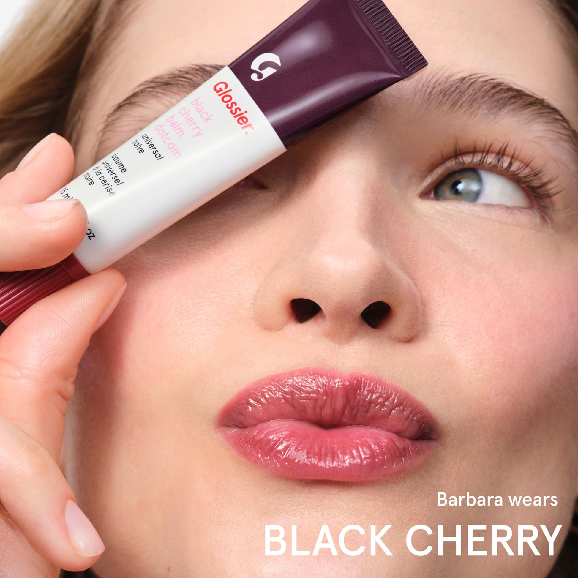 Glossier Balm Dotcom Hydrating Tinted Lip Balm - Universal Salve, Up to 12Hr Moisture for Dry Lips, Cuticles & Skin - Lanolin, Beeswax & Castor Oil - Black Cherry, Burgundy Tint, 15ml - Maple Wellness Supplements