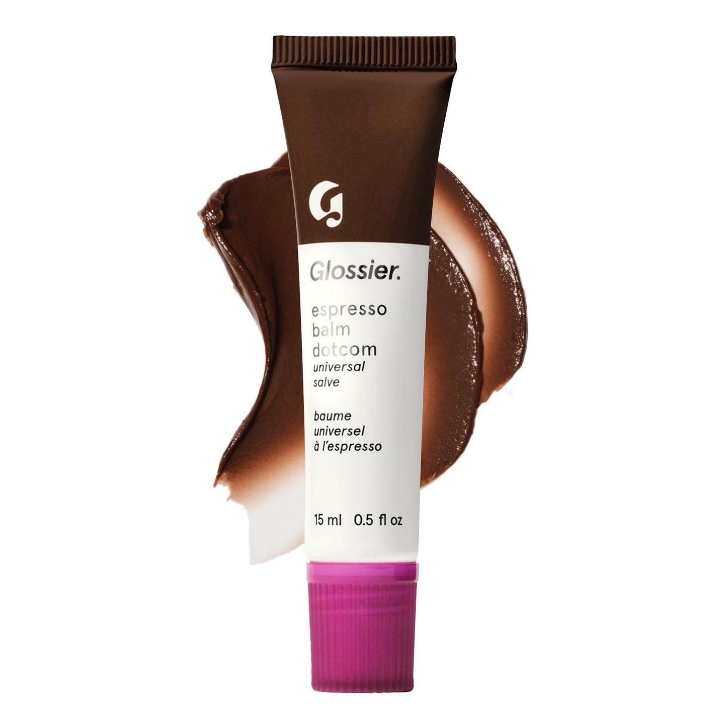 Glossier Balm Dotcom Hydrating Tinted Lip Balm - Universal Salve, Up to 12Hr Moisture for Dry Lips, Cuticles & Skin - Lanolin, Beeswax & Castor Oil - Espresso, Mocha Tint, 15ml - Maple Wellness Supplements