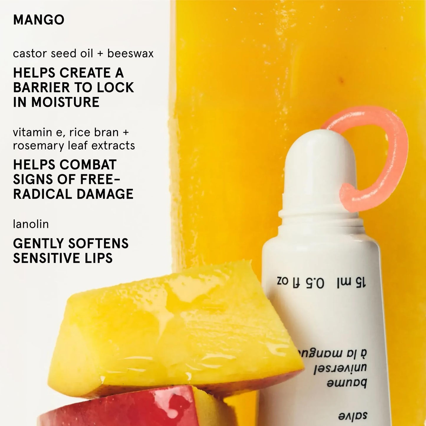 Glossier Balm Dotcom Hydrating Tinted Lip Balm - Universal Salve, Up to 12Hr Moisture for Dry Lips, Cuticles & Skin - Lanolin, Beeswax & Castor Oil - Mango, Tropical Peach Tint, 15ml - Maple Wellness Supplements