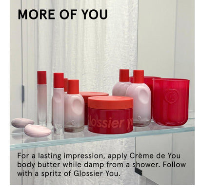 Glossier Crème de You Dry-Touch Body Butter - Signature You Fragrance Scented Body Cream for Dry Skin & 24 Hour Hydration - Shea Butter & Jojoba Oil - Warm & Spicy - Dermatologist-Tested, Vegan, 215ml - Maple Wellness Supplements