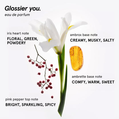 Glossier You Eau de Parfum - Unisex Fragrance for Men & Women, Skin-Scent Enhancer Smells Different on Everyone - Musky, Warm & Spicy Perfume with Pink Pepper, Iris & Ambrox Base Notes, 50ml - Maple Wellness Supplements
