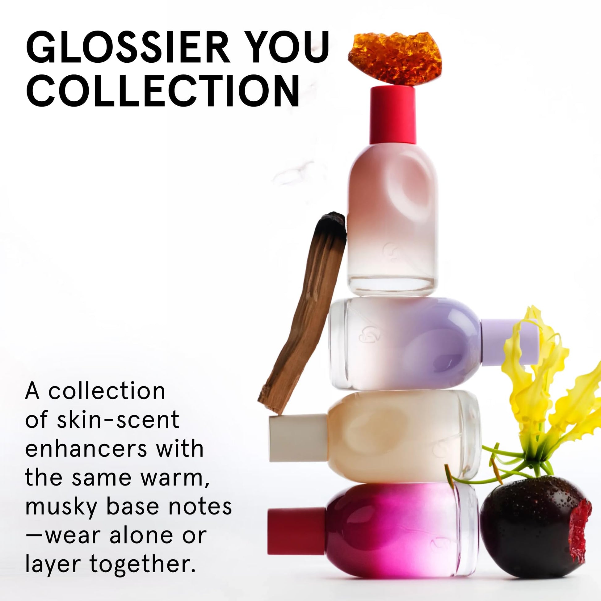 Glossier You Mini Wardrobe Fragrance Set - 4 Unisex Travel Size Eau de Parfum for Women & Men - Skin-Scent Enhancer Perfume Sampler, Smells Different on Everyone - You, Fleur, Doux, Rêve - 1.5ml Each - Maple Wellness Supplements