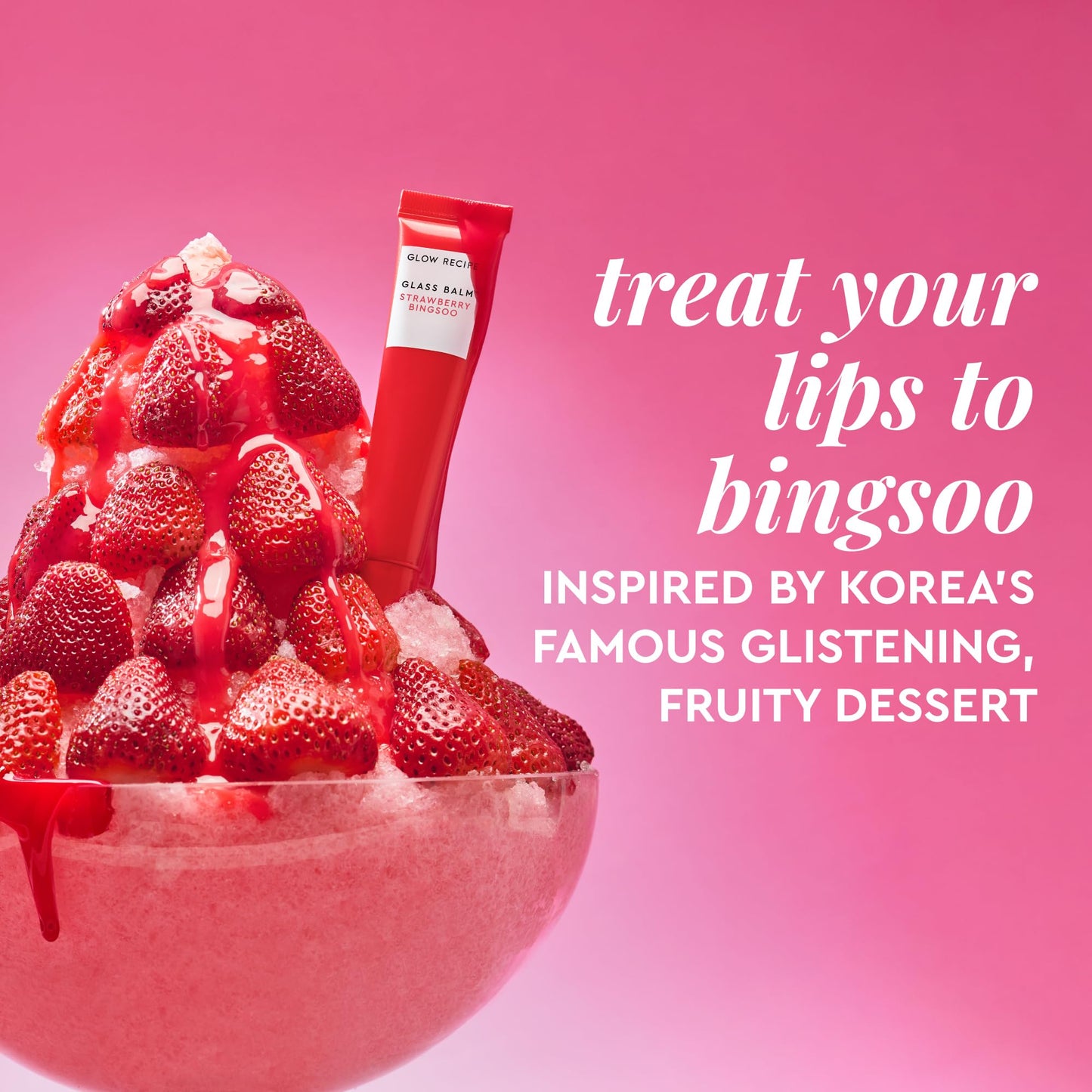 Glow Recipe Glass Balm Lip Treatment - 12Hr Hydrating Lip Balm & Moisturizer with Hyaluronic Acid to Smooth, Plump & Protect from Dryness - Sheer Pinky Red Tint, Strawberry Bingsoo (15 ml) - Maple Wellness Supplements