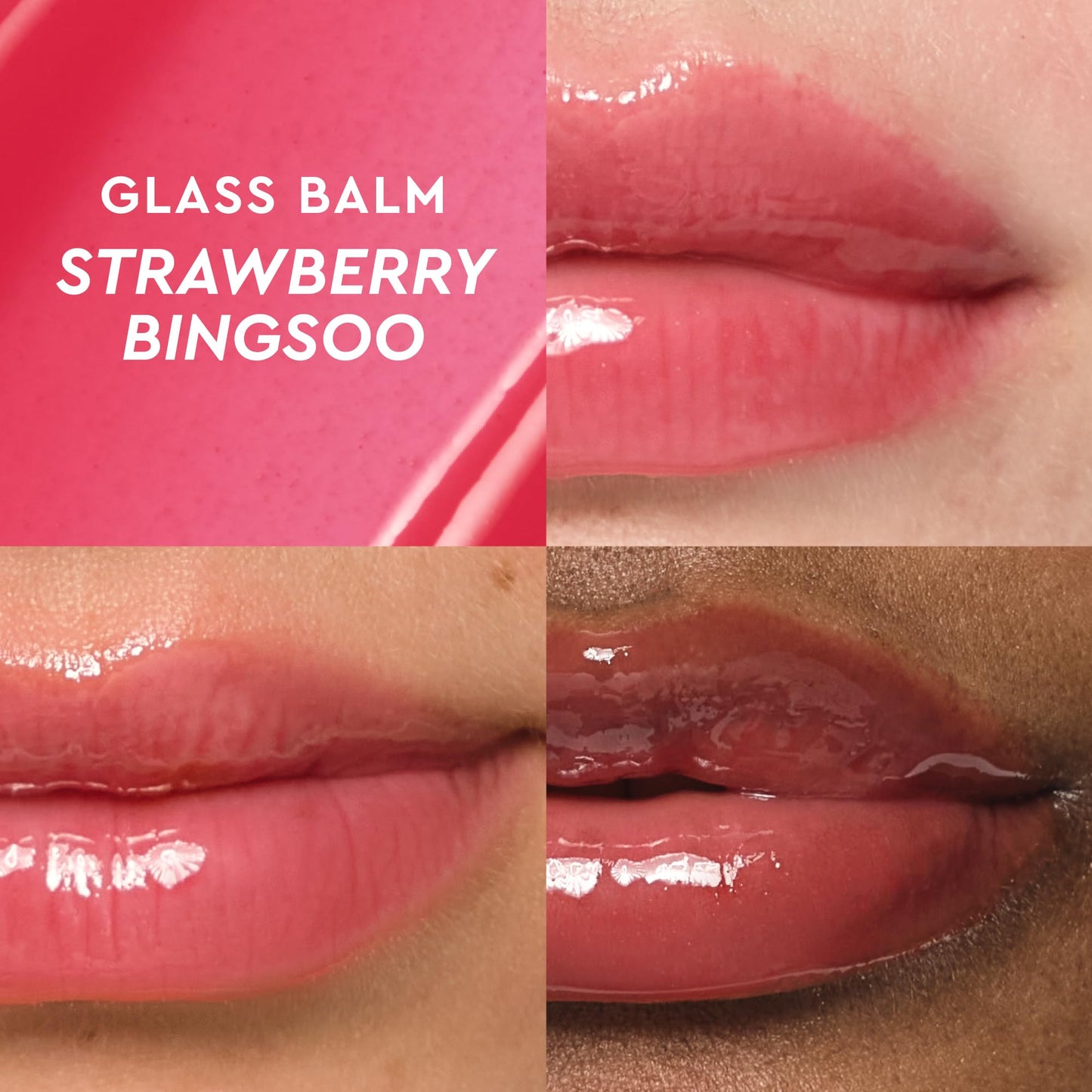 Glow Recipe Glass Balm Lip Treatment - 12Hr Hydrating Lip Balm & Moisturizer with Hyaluronic Acid to Smooth, Plump & Protect from Dryness - Sheer Pinky Red Tint, Strawberry Bingsoo (15 ml) - Maple Wellness Supplements