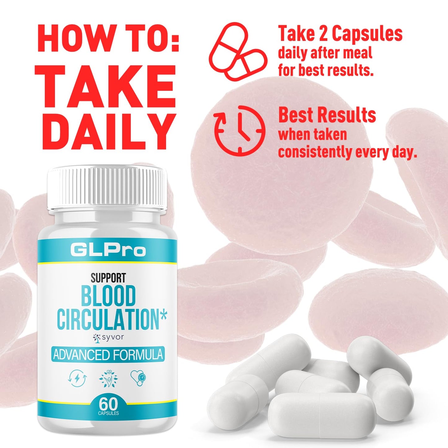 GLPro Blood Capsules, Official GLPro Blood Health Support Pills with All Natural Ingredients, Advanced Formula Supplement with Maximum Strength Premium Vitamins for Women and Men (60 Capsules) - Maple Wellness Supplements