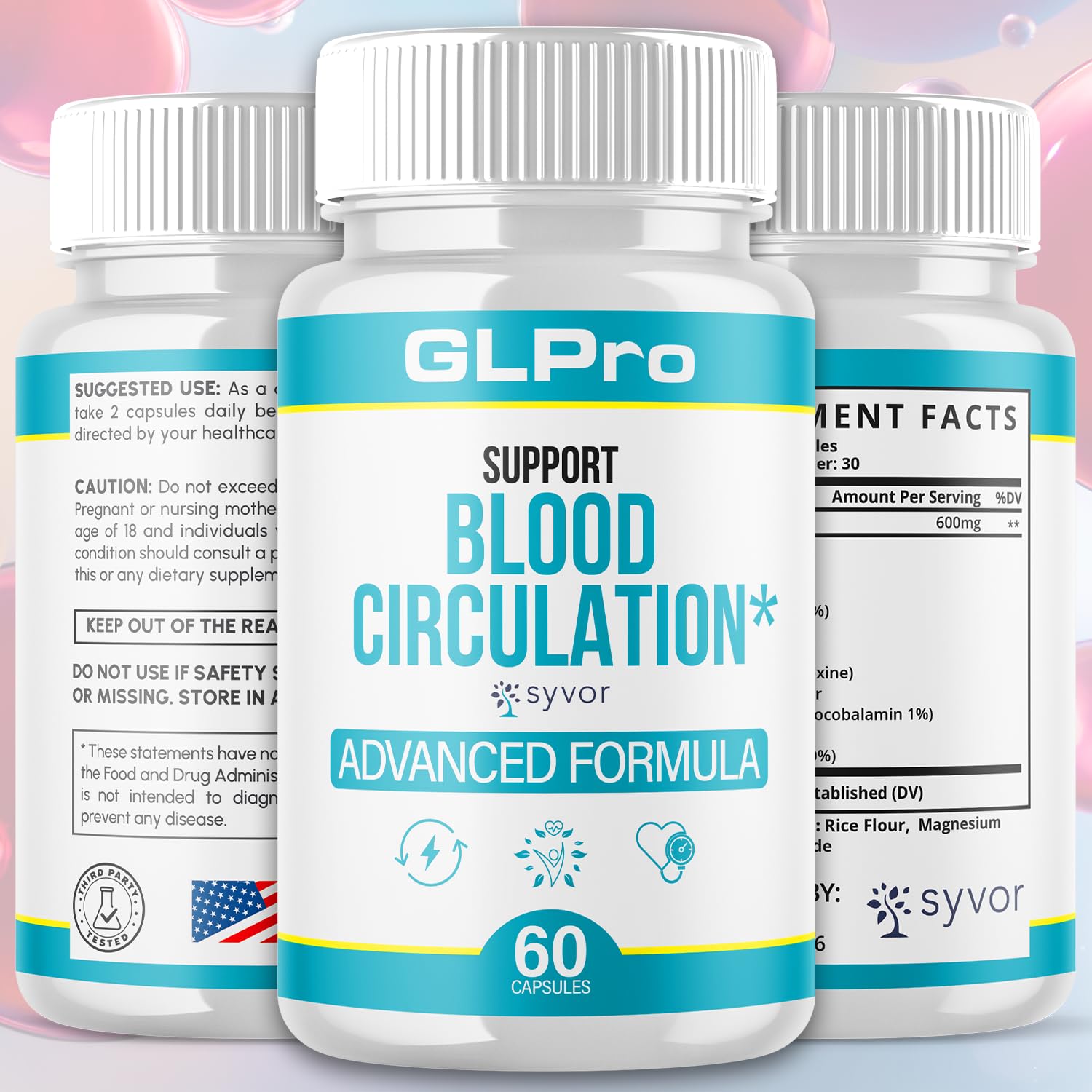 GLPro Blood Capsules, Official GLPro Blood Health Support Pills with All Natural Ingredients, Advanced Formula Supplement with Maximum Strength Premium Vitamins for Women and Men (60 Capsules) - Maple Wellness Supplements