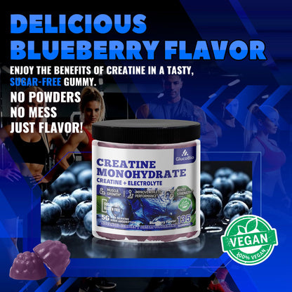 GlucoBio Creatine Monohydrate Gummies (5g) – Pre-Workout Energy & Muscle Growth Support for Men & Women - Maple Wellness Supplements