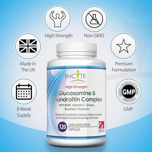 Glucosamine and Chondroitin High Strength Complex with MSM, Vitamin C, Ginge - Maple Wellness Supplements
