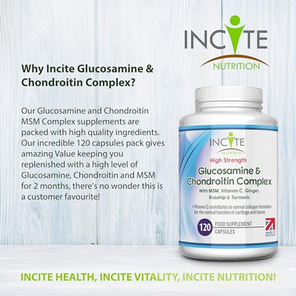 Glucosamine and Chondroitin High Strength Complex with MSM, Vitamin C, Ginge - Maple Wellness Supplements
