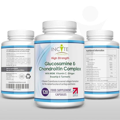 Glucosamine and Chondroitin High Strength Complex with MSM, Vitamin C, Ginge - Maple Wellness Supplements