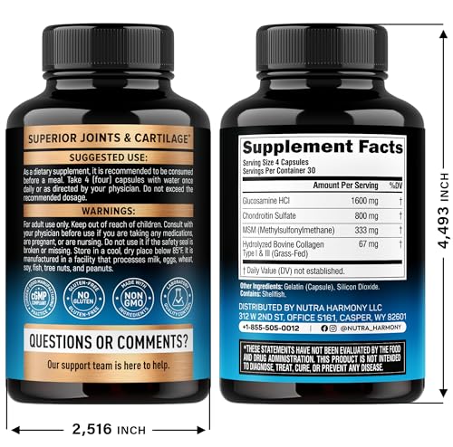 Glucosamine Chondroitin MSM Collagen | HSA | Joint Support Supplement 2800 mg | Made in USA | FSA Approved Product Items | Flexibility Nutritional Vitamins - Maple Wellness Supplements