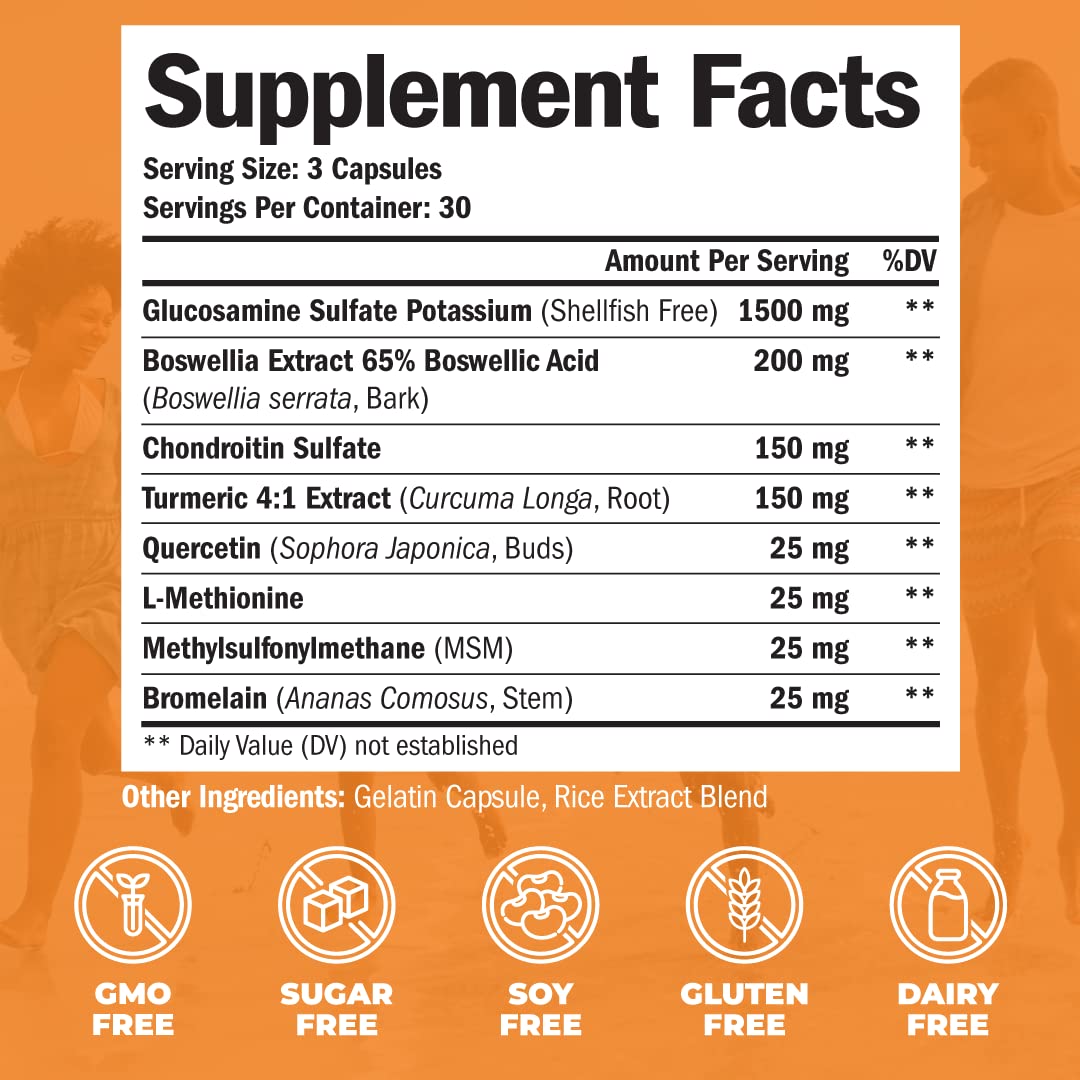 Glucosamine Chondroitin MSM Turmeric Boswellia - Joint Support Supplement. Antioxidant - Maple Wellness Supplements