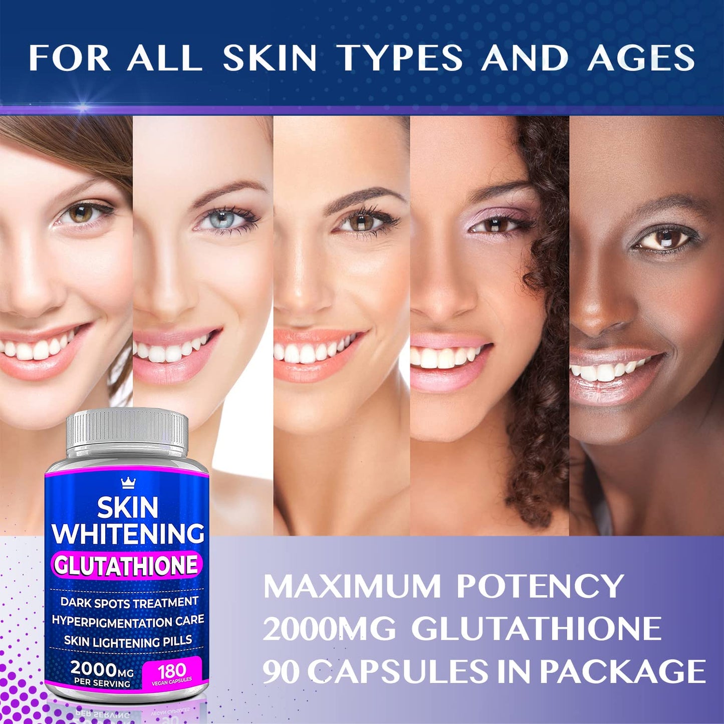 Glutathione Whitening Pills - 180 Capsules 2000mg Glutathione - Effective Skin Lightening - Maple Wellness Supplements