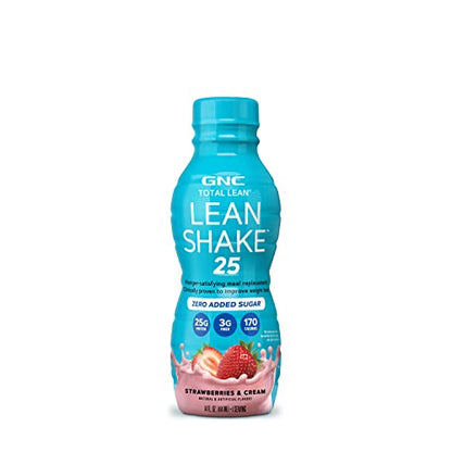 GNC Total Lean Lean Shake 25 - Strawberries and Cream - 12 Bottles - Maple Wellness Supplements