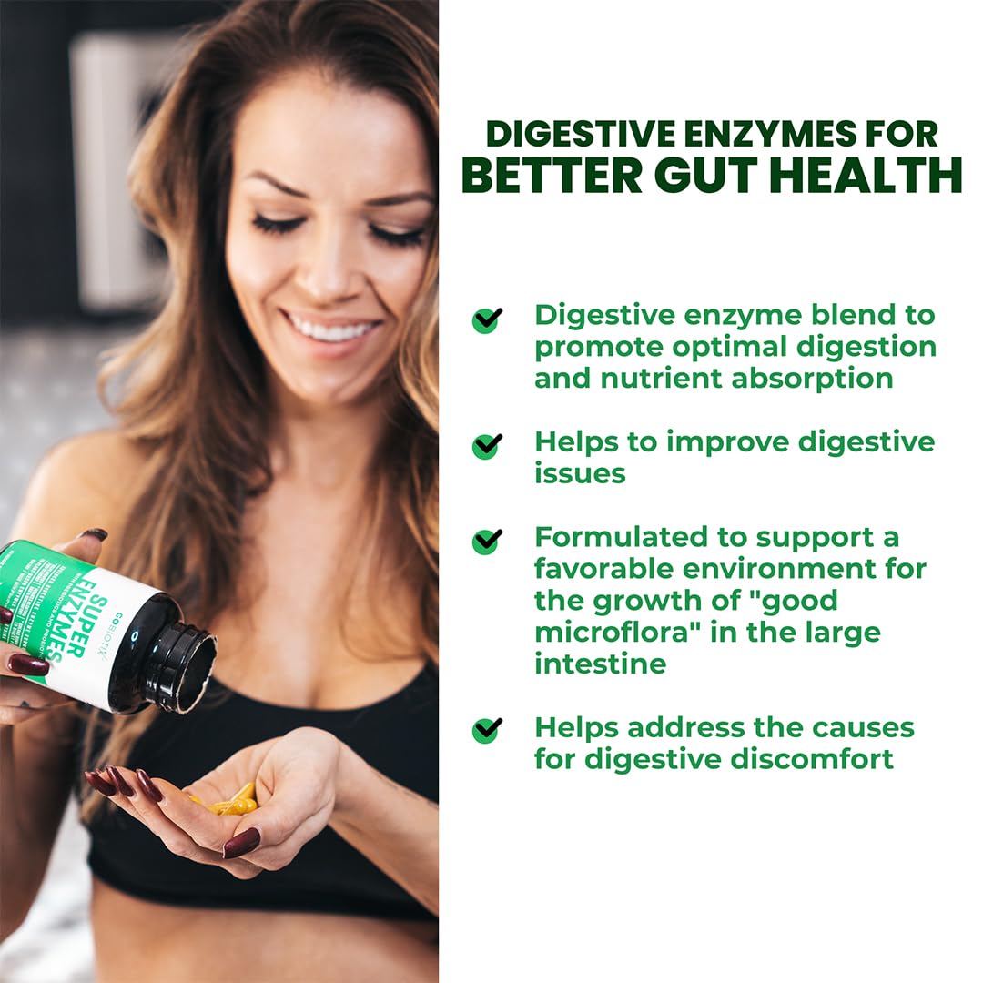 GoBiotix Digestive Enzymes Supplement with Prebiotics and Probiotics for Women and Men - Gut Health, Gluten Digestion, Lactose Absorption - Maple Wellness Supplements