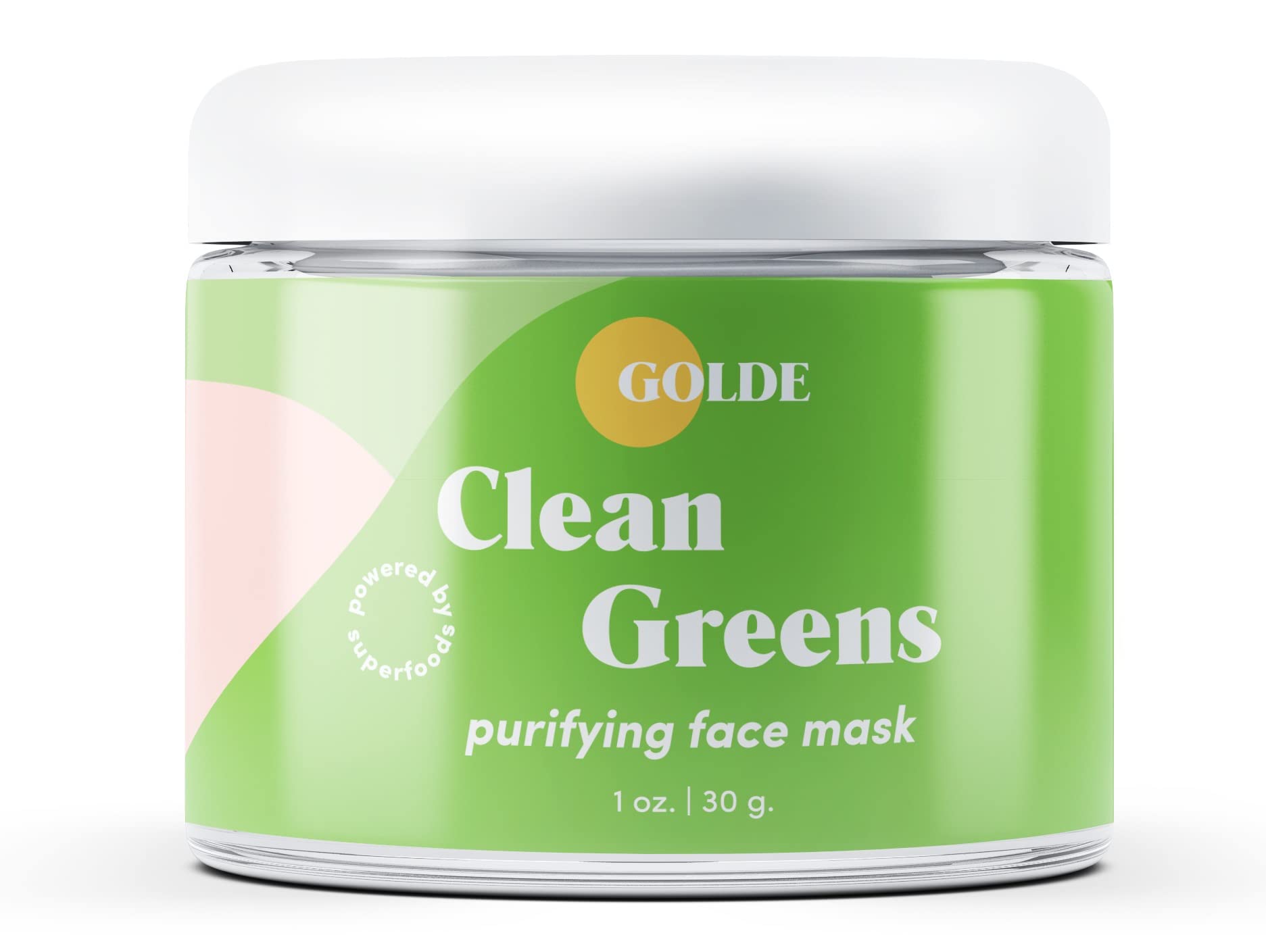 GOLDE - Clean Greens Superfood Face Mask - Made w/Chlorella & Spirulina - Great for Acne Prone, Oily & Dry Skin, Hydrating - Gentle Cleanser - Vegan - Aluminum-Free - 30g Jar - Maple Wellness Supplements
