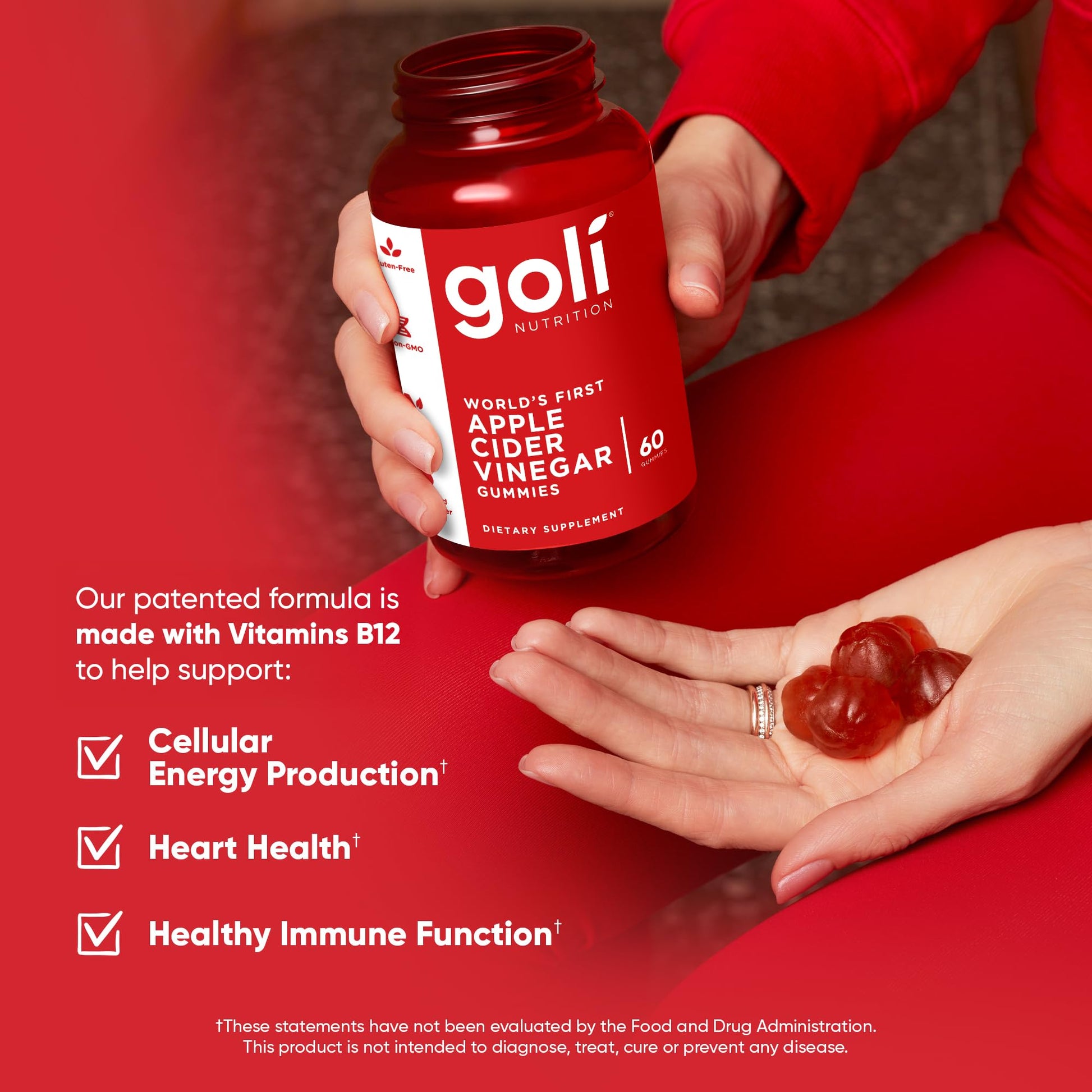 Goli Apple Cider Vinegar Gummies - Worlds First ACV Gummy with Vitamin B12, Beetroot & Pomegranate - Maple Wellness Supplements