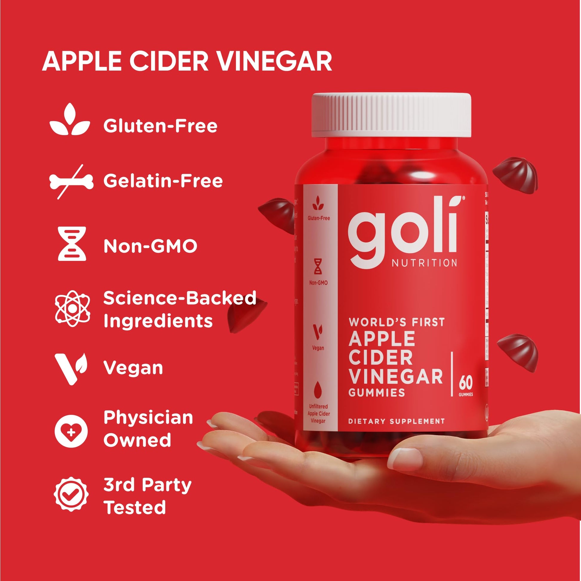 Goli Apple Cider Vinegar Gummies - Worlds First ACV Gummy with Vitamin B12, Beetroot & Pomegranate - Maple Wellness Supplements