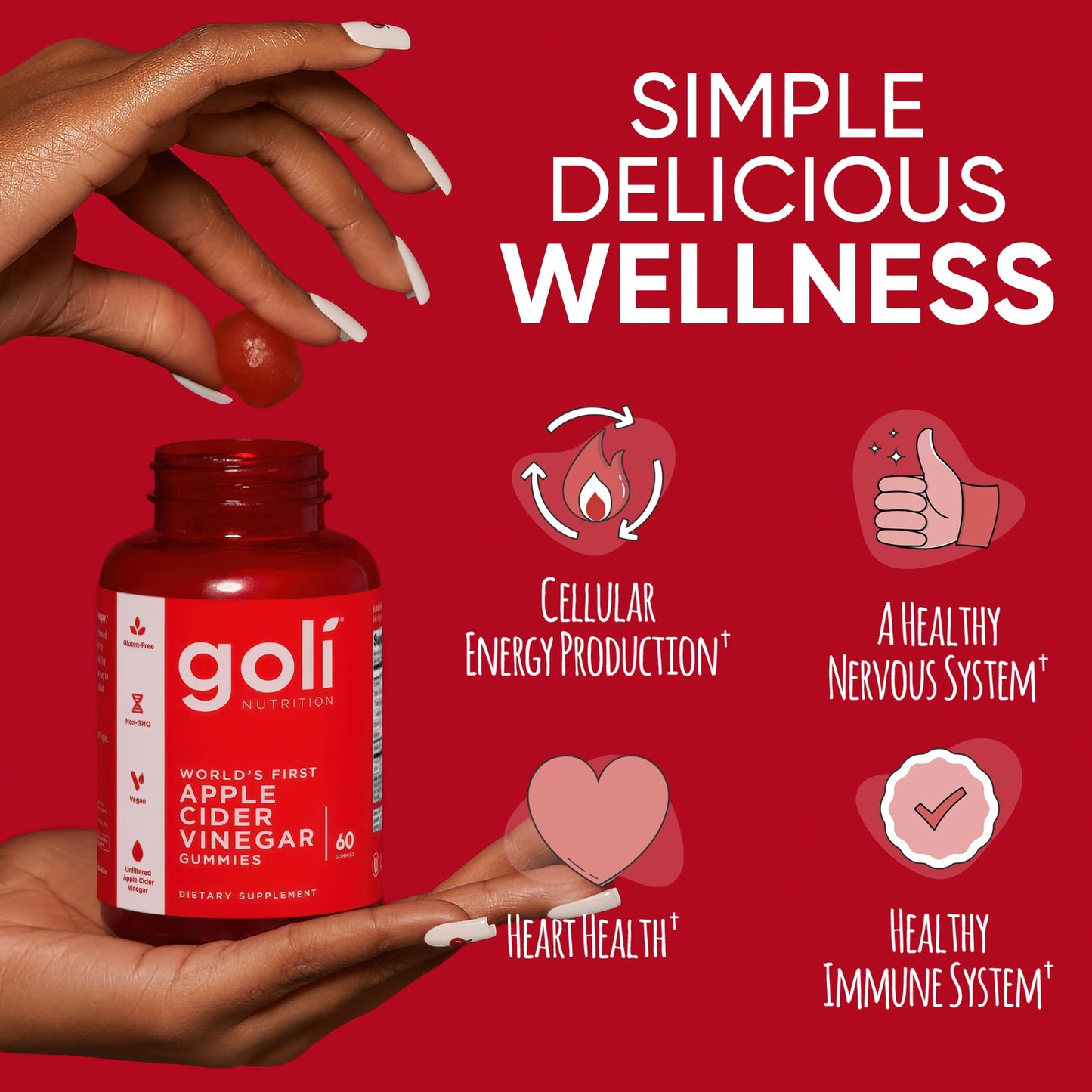 Goli Apple Cider Vinegar Gummies - Worlds First ACV Gummy with Vitamin B12, Beetroot & Pomegranate - Maple Wellness Supplements
