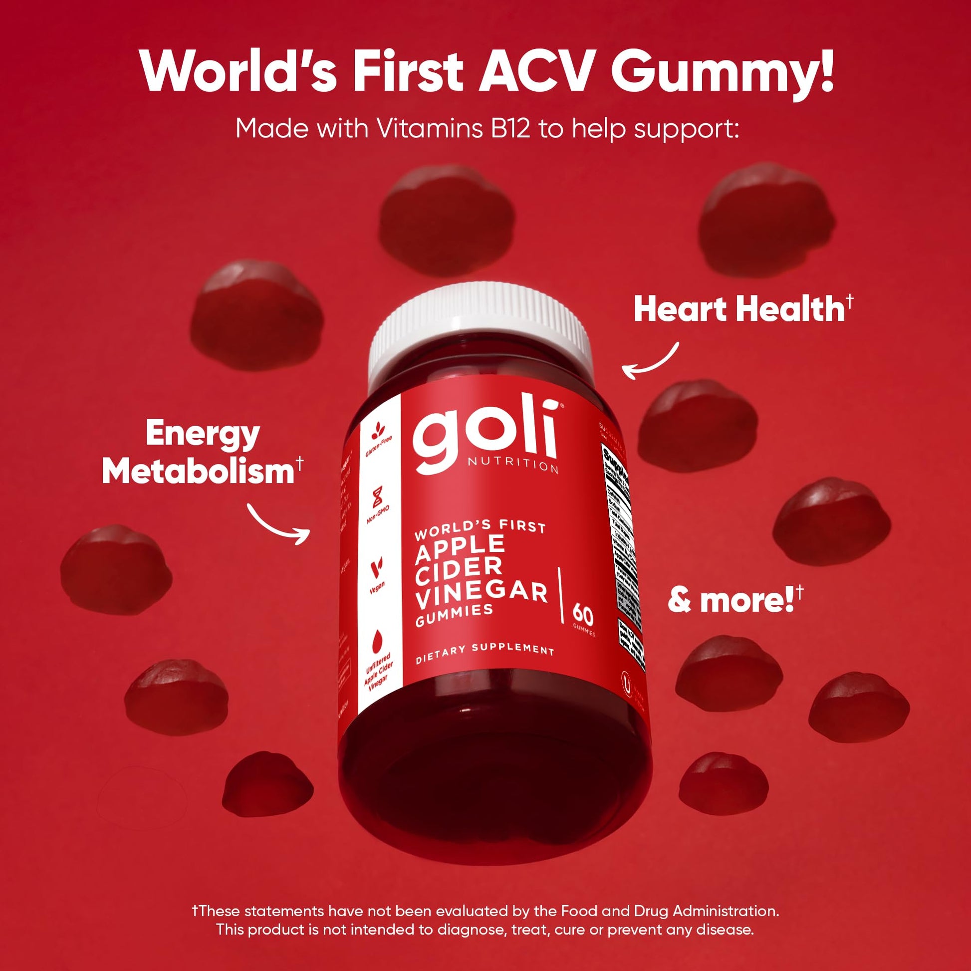 Goli Apple Cider Vinegar Gummies - Worlds First ACV Gummy with Vitamin B12, Beetroot & Pomegranate - Maple Wellness Supplements