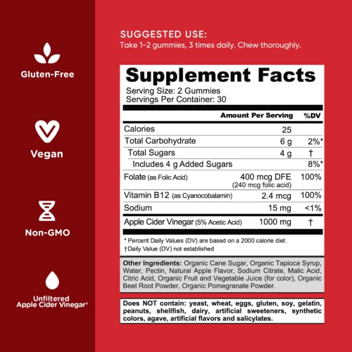 Goli Nutritional Supplement, Apple Cider Vinegar Gummy Vitamins - 300 Count - Vitamins B - Maple Wellness Supplements