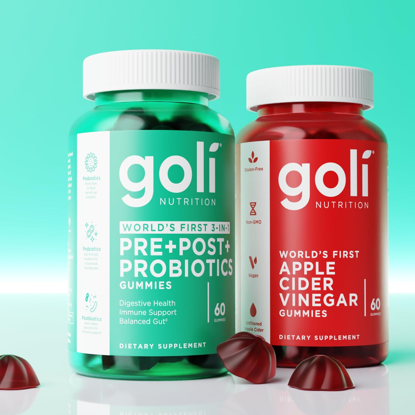 Goli Pre Pro Postbiotic Gummies - Worlds First 3-in-1 Formula with DE111 Probiotics, XOS Prebiotics, MCC1849 Postbiotics - Vegan, Non-GMO, Gluten-Free - Maple Wellness Supplements