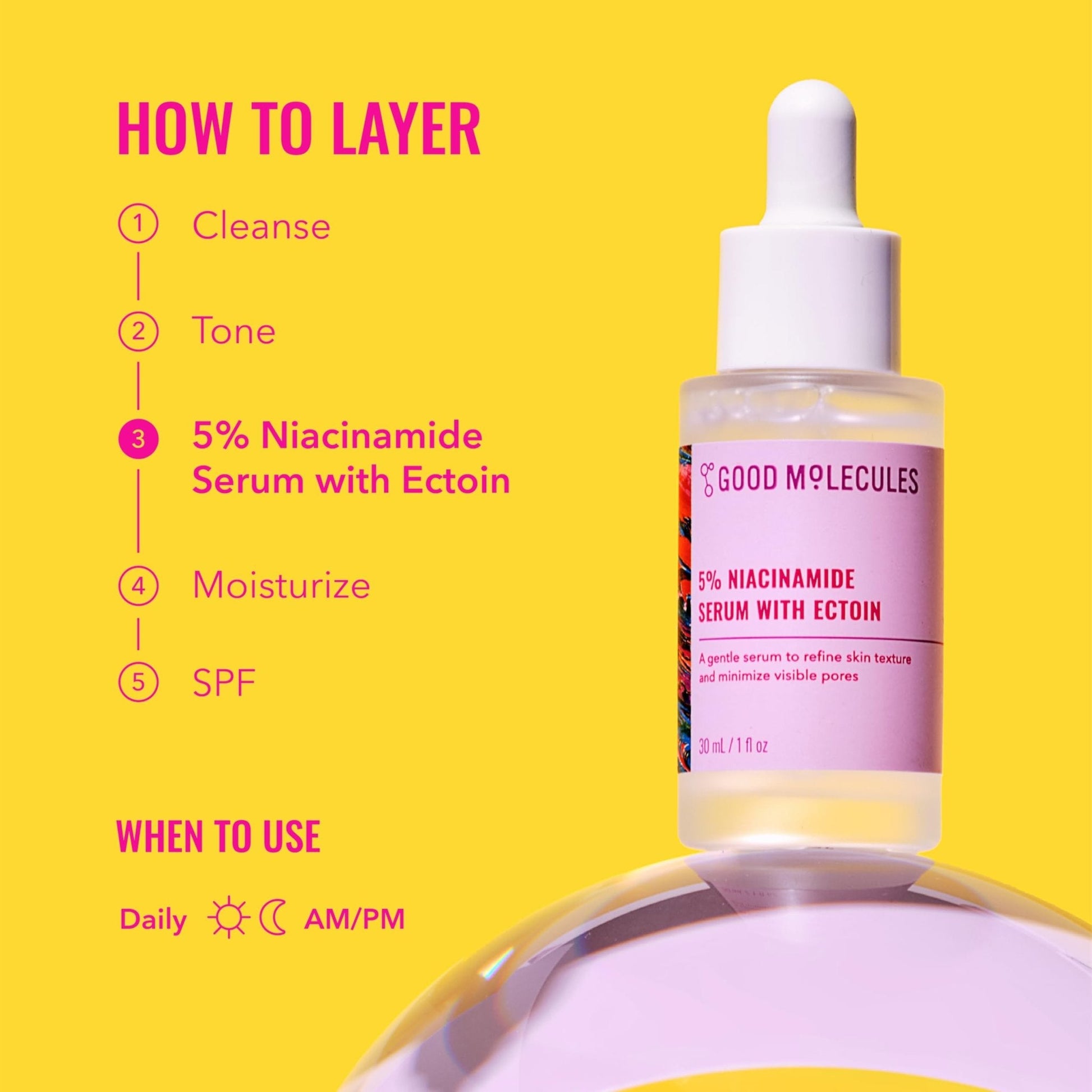 Good Molecules 5% Niacinamide Serum with Ectoin - Ultra Hydrating Serum to Target Enlarged Pores and Blemishes - Maple Wellness Supplements