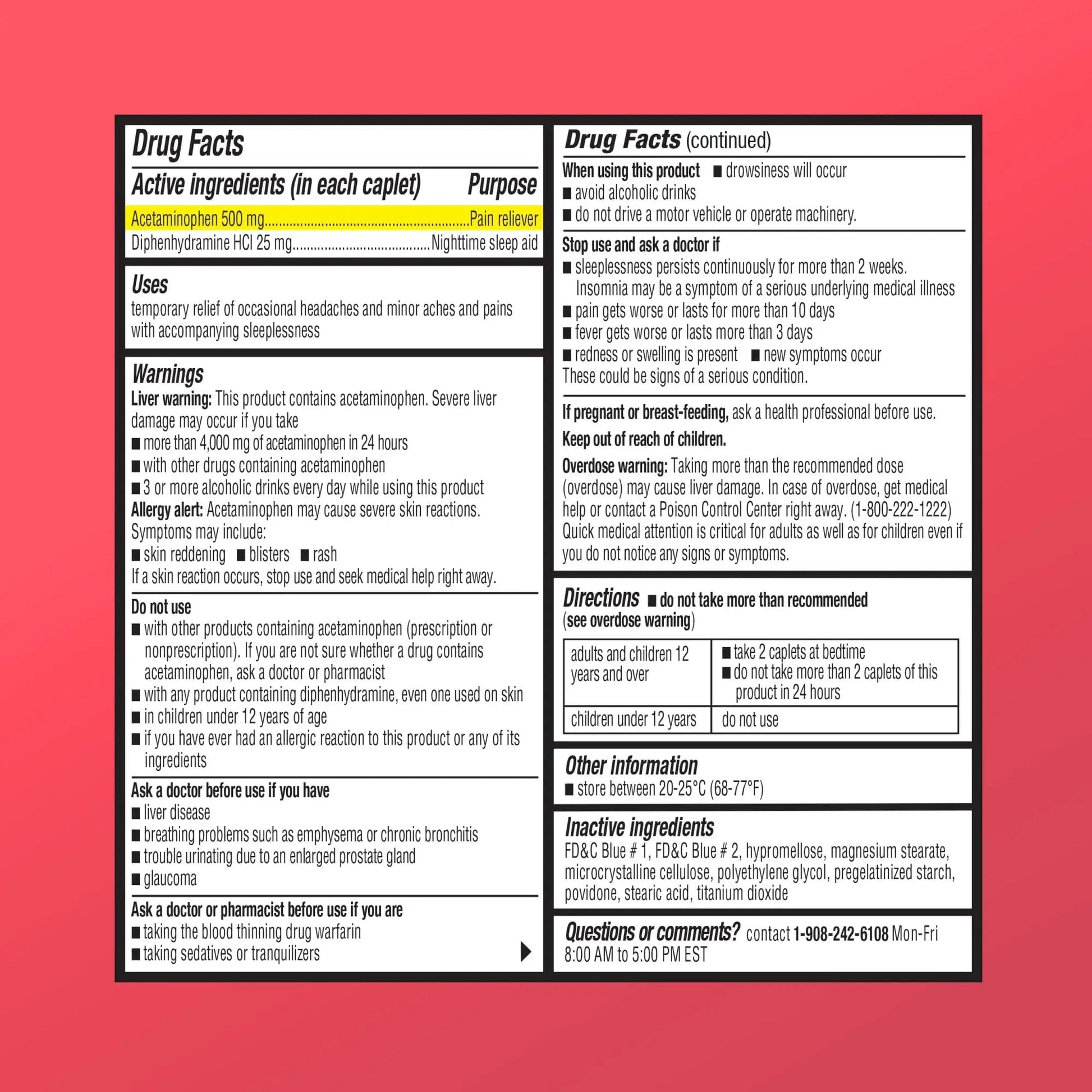 GoodMeds Compare to Tylenol PM PM Pain Reliever & Sleep Aid, Generic Acetaminophen 500mg, Fast-Acting, Extra Strength for Headaches, Migraines, Aches | Non-Habit Forming (375 Count) - Maple Wellness Supplements