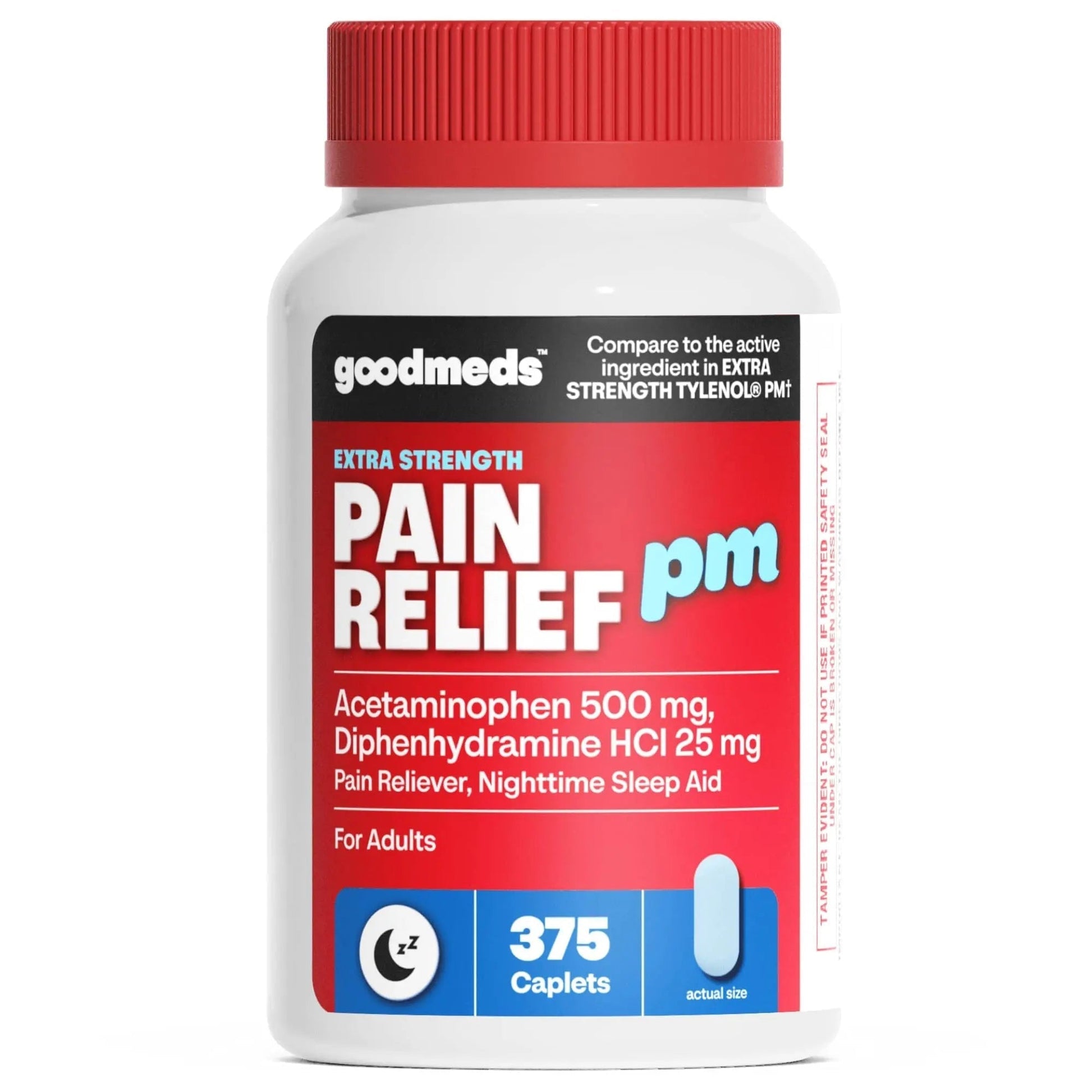 GoodMeds Compare to Tylenol PM PM Pain Reliever & Sleep Aid, Generic Acetaminophen 500mg, Fast-Acting, Extra Strength for Headaches, Migraines, Aches | Non-Habit Forming (375 Count) - Maple Wellness Supplements