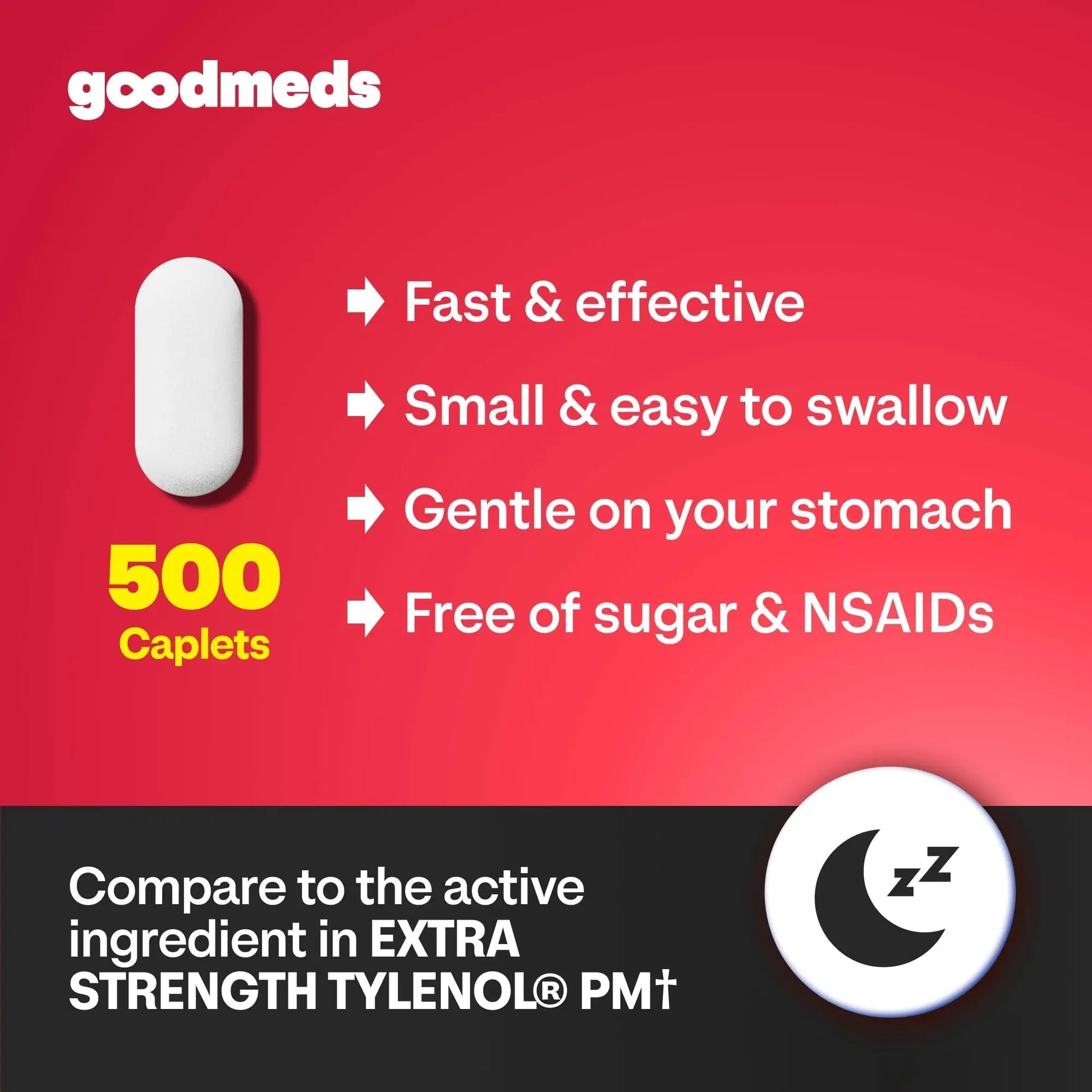 GoodMeds Compare to Tylenol PM PM Pain Reliever & Sleep Aid, Generic Acetaminophen 500mg, Fast-Acting, Extra Strength for Headaches, Migraines, Aches | Non-Habit Forming (375 Count) - Maple Wellness Supplements