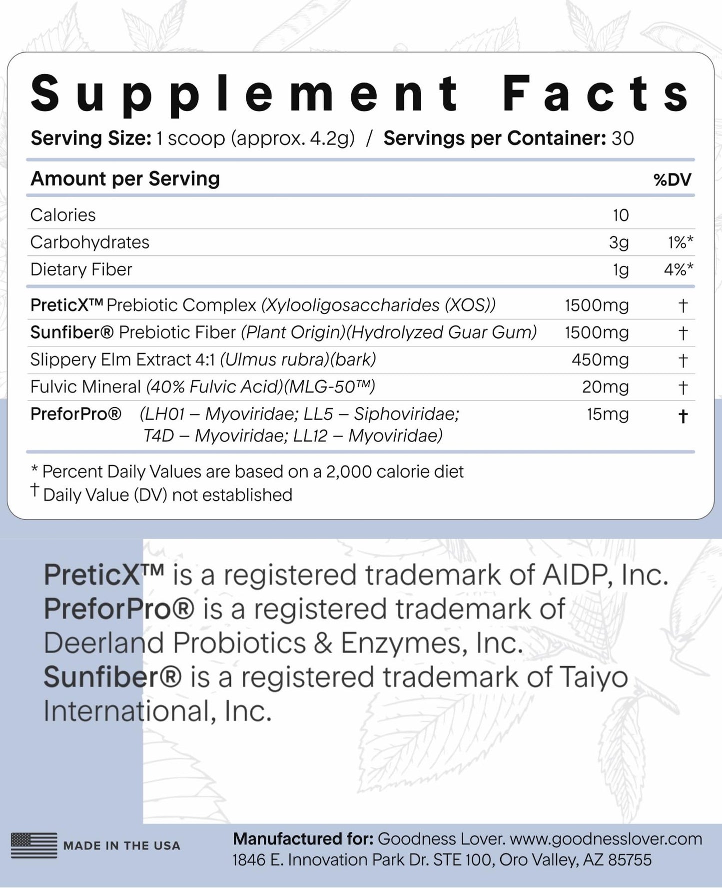 Goodness Lover Better Gut Prebiotic Fiber Plus, Digestive Health Supplement for Gut Health Support, Bloat Relief & Regularity Support, 30 Servings - Maple Wellness Supplements