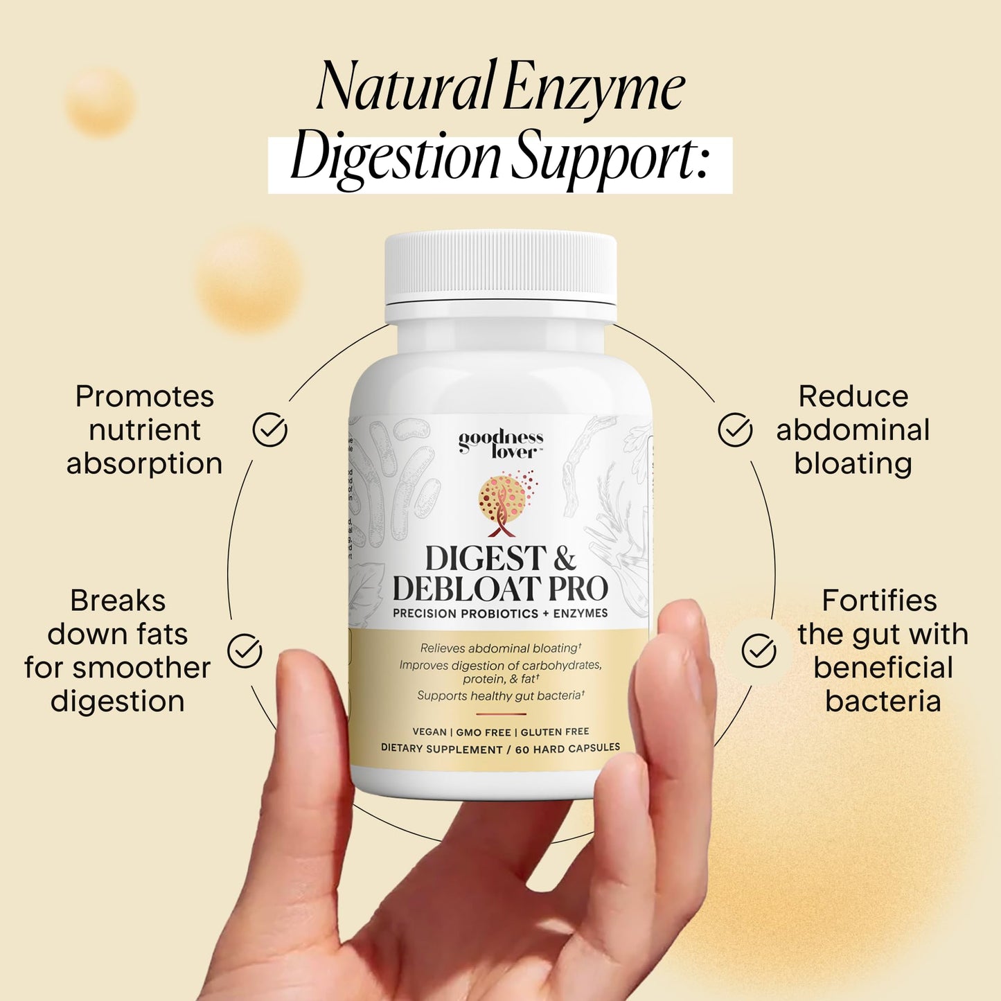 Goodness Lover Digest & Debloat Pro, Natural Digestive Enzymes Probiotics for Bloating Relief and Gas Relief, Probiotic Supplement for Women and Men, - Maple Wellness Supplements