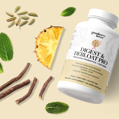 Goodness Lover Digest & Debloat Pro, Natural Digestive Enzymes Probiotics for Bloating Relief and Gas Relief, Probiotic Supplement for Women and Men, - Maple Wellness Supplements