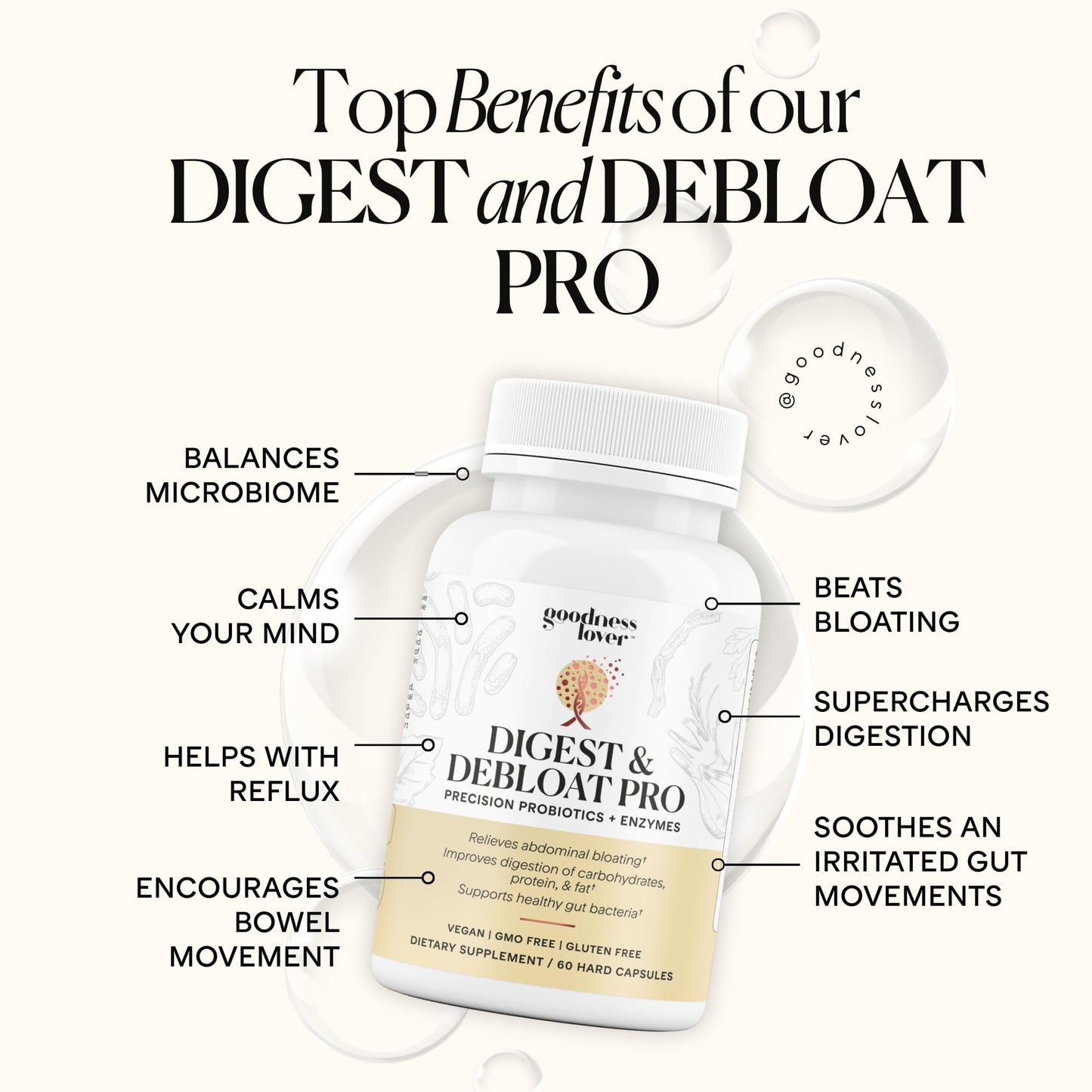 Goodness Lover Digest & Debloat Pro, Natural Digestive Enzymes Probiotics for Bloating Relief and Gas Relief, Probiotic Supplement for Women and Men, - Maple Wellness Supplements