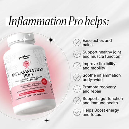 Goodness Lover Inflammation Pro, with 10 Billion CFU for Digestive Support, Curcumin, White Willow bark Extract, Zero fillers, Vegan, 30 Servings - Maple Wellness Supplements