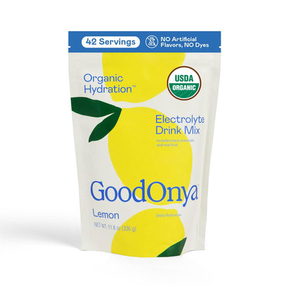 GOODONYA Organic Hydration Electrolyte Drink Mix, Certified Organic Hydration Powder, Non-GMO, Biochecked Glyphosate Free, Low Sugar, Lemonade Flavor, - Maple Wellness Supplements