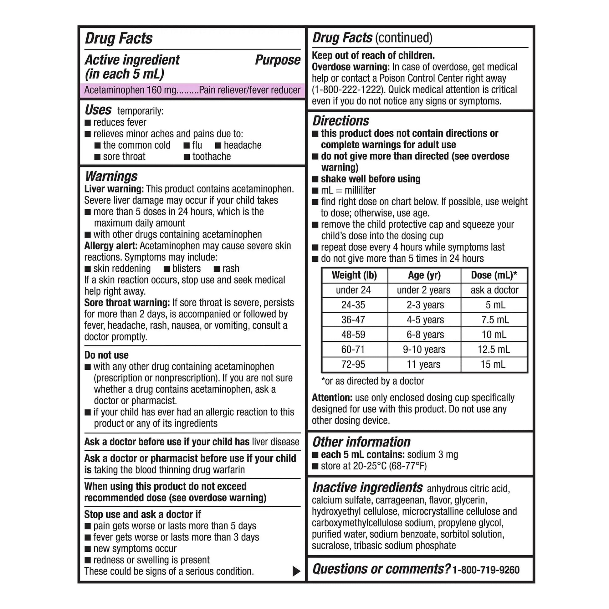 GoodSense Children's Dye-Free, Acetaminophen 160 mg per 5 mL Oral Suspension, Cherry Flavor, 8 FL OZ - Maple Wellness Supplements