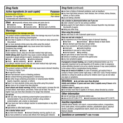 GoodSense Dual Action Acetaminophen 250 mg and Ibuprofen (NSAID) 125 mg Tablets, Pain Reliever for Headache Relief, Arthritis Pain Relief and More, 144 Count - Maple Wellness Supplements