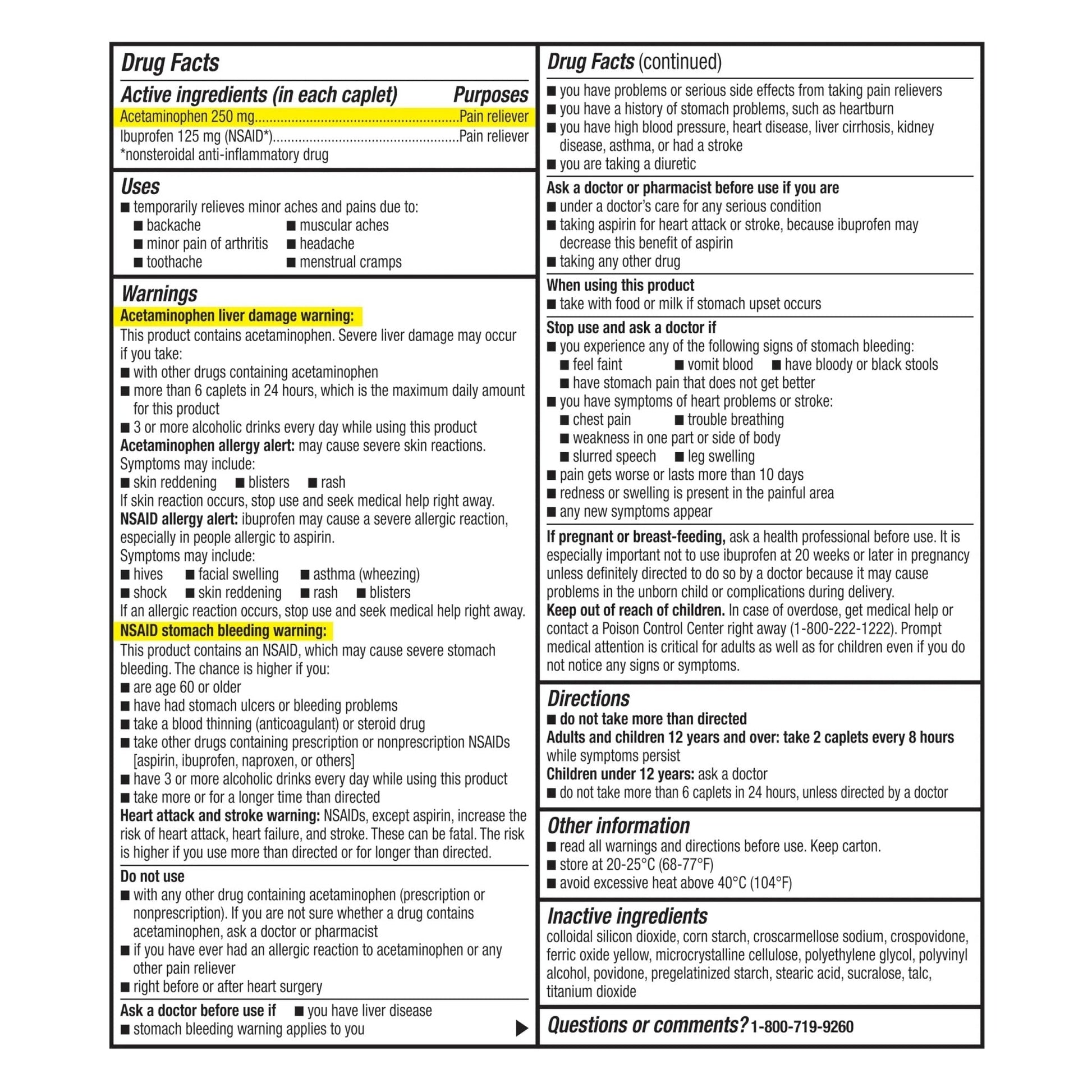 GoodSense Dual Action Acetaminophen and Ibuprofen (NSAID) Tablets, 250 mg/125 mg, Back Pain, 18 Count - Maple Wellness Supplements