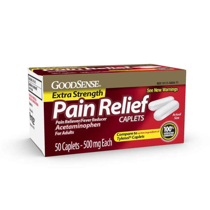 GoodSense Extra Strength 500mg Acetaminophen Caplets 50 Count & Nexcare Flexible Clear 1 Inch x 10 Yard Waterproof Transparent Tape 1 Roll - Maple Wellness Supplements