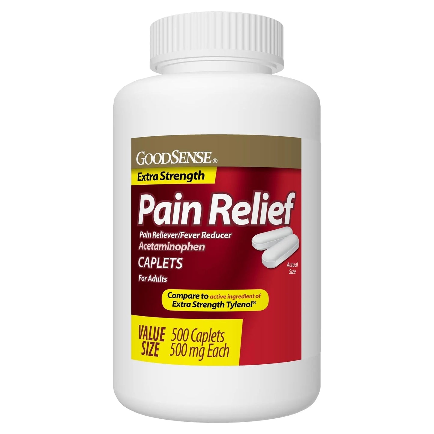 GoodSense Extra Strength Pain Relief, Acetaminophen Caplets, 500 mg, 500 Count - Maple Wellness Supplements